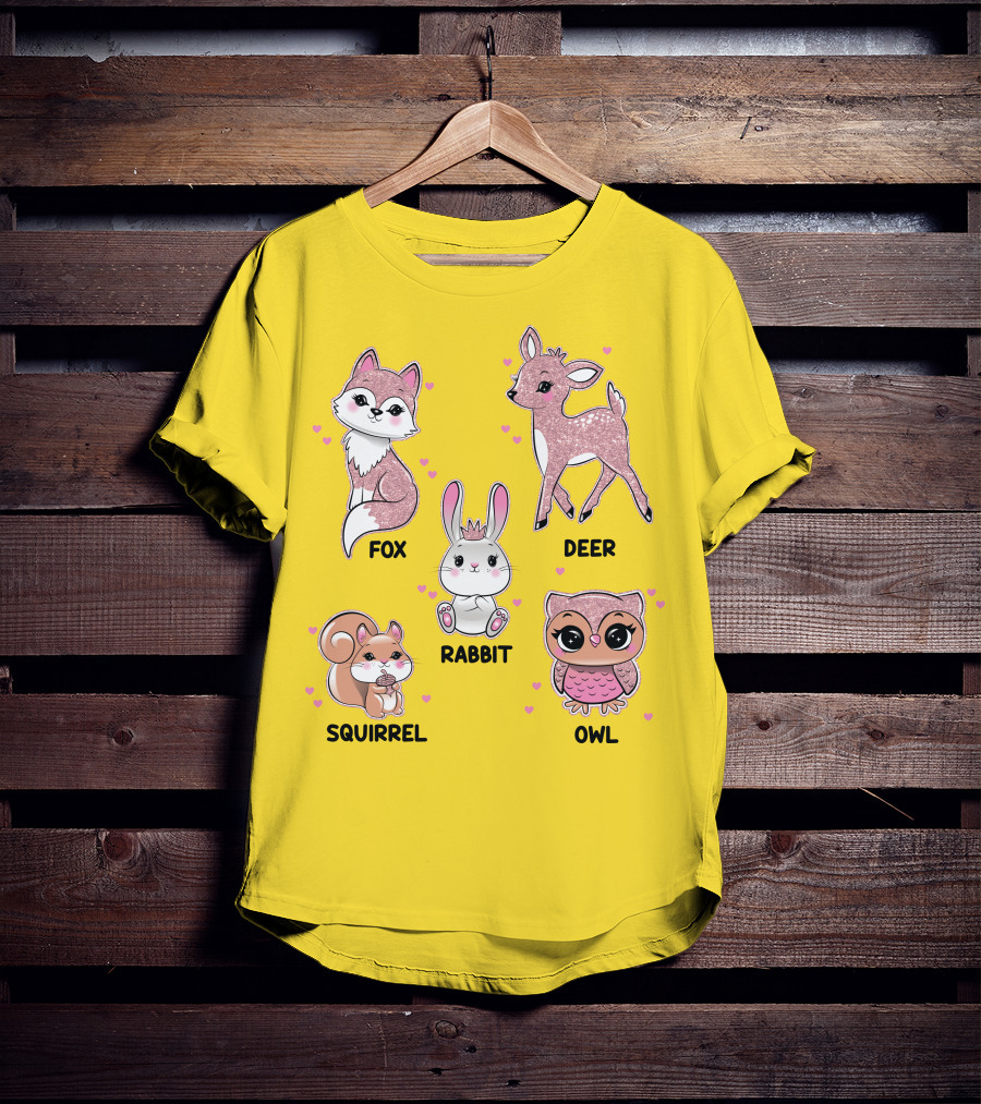 Fox Deer Rabbit Squirrel Owl Cute Animals T-Shirt