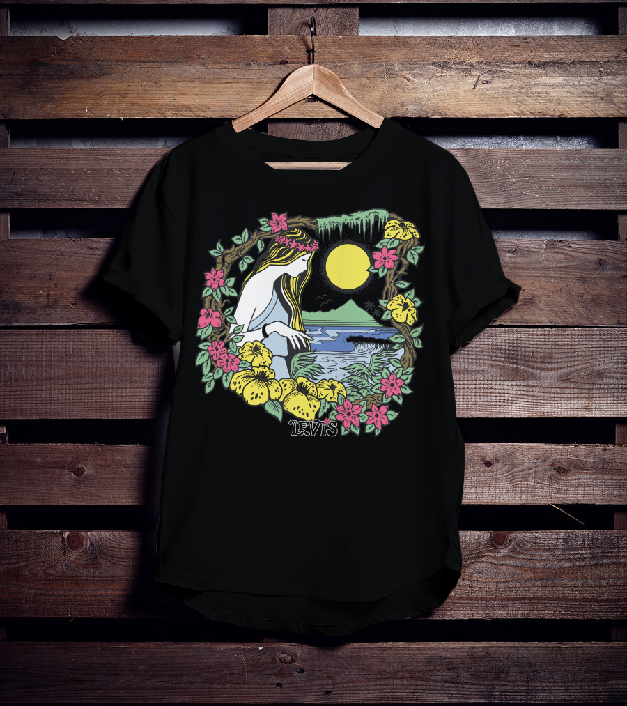 Levis Nature Goddess Tropical Paradise Scene T-Shirt