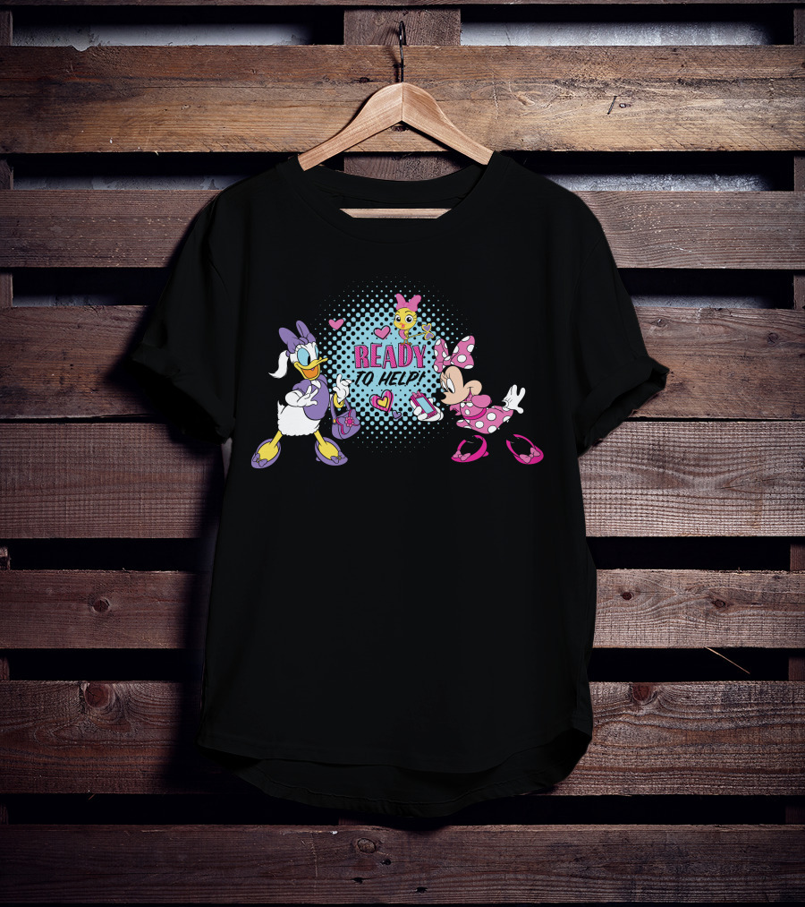 READY TO HELP Minnie And Daisy Duck Hearts And Phone T-Shirt