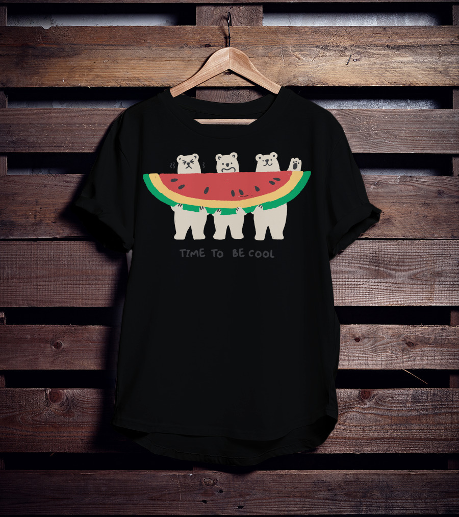 Time To Be Cool Polar Bears With Watermelon T-Shirt