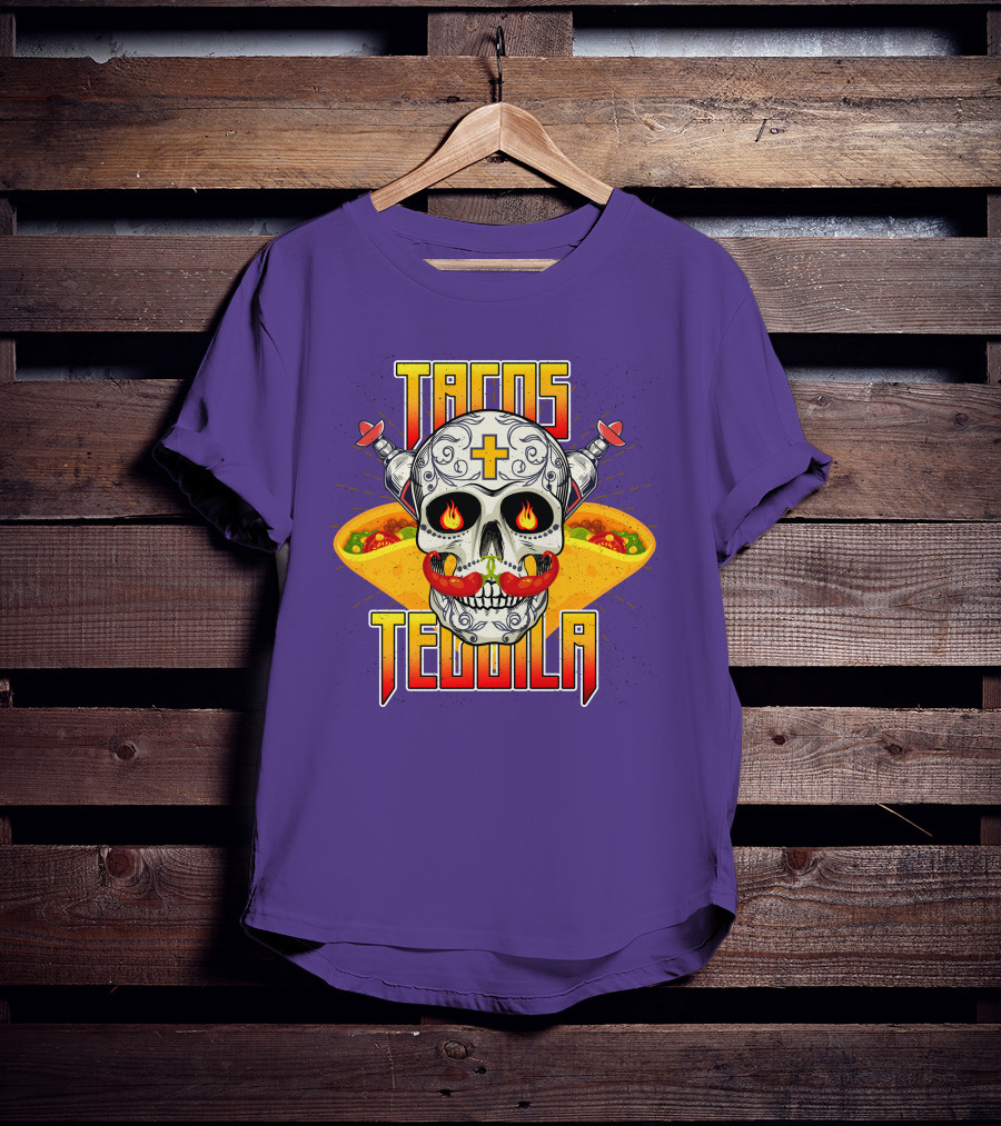 Tacos Tequila Skull Mexican Cuisine Party T-Shirt