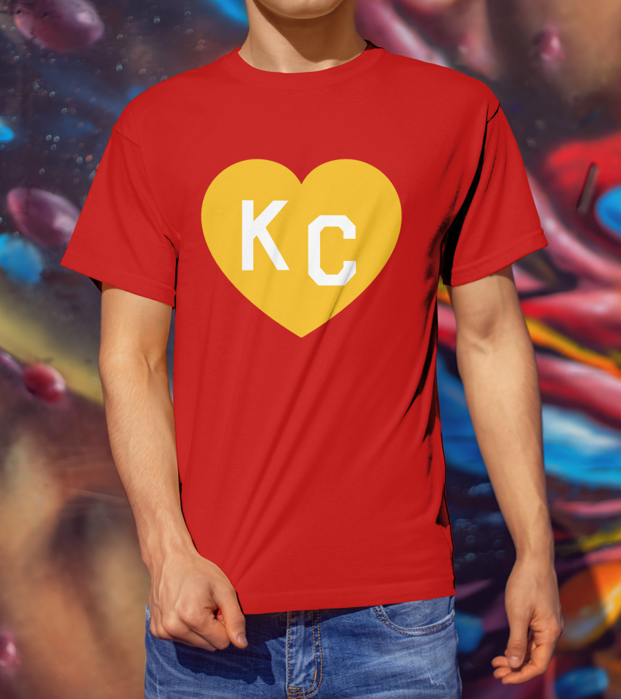 Mishacollinscloset Charlie Hustle Red And Gold KC Heart T-Shirt