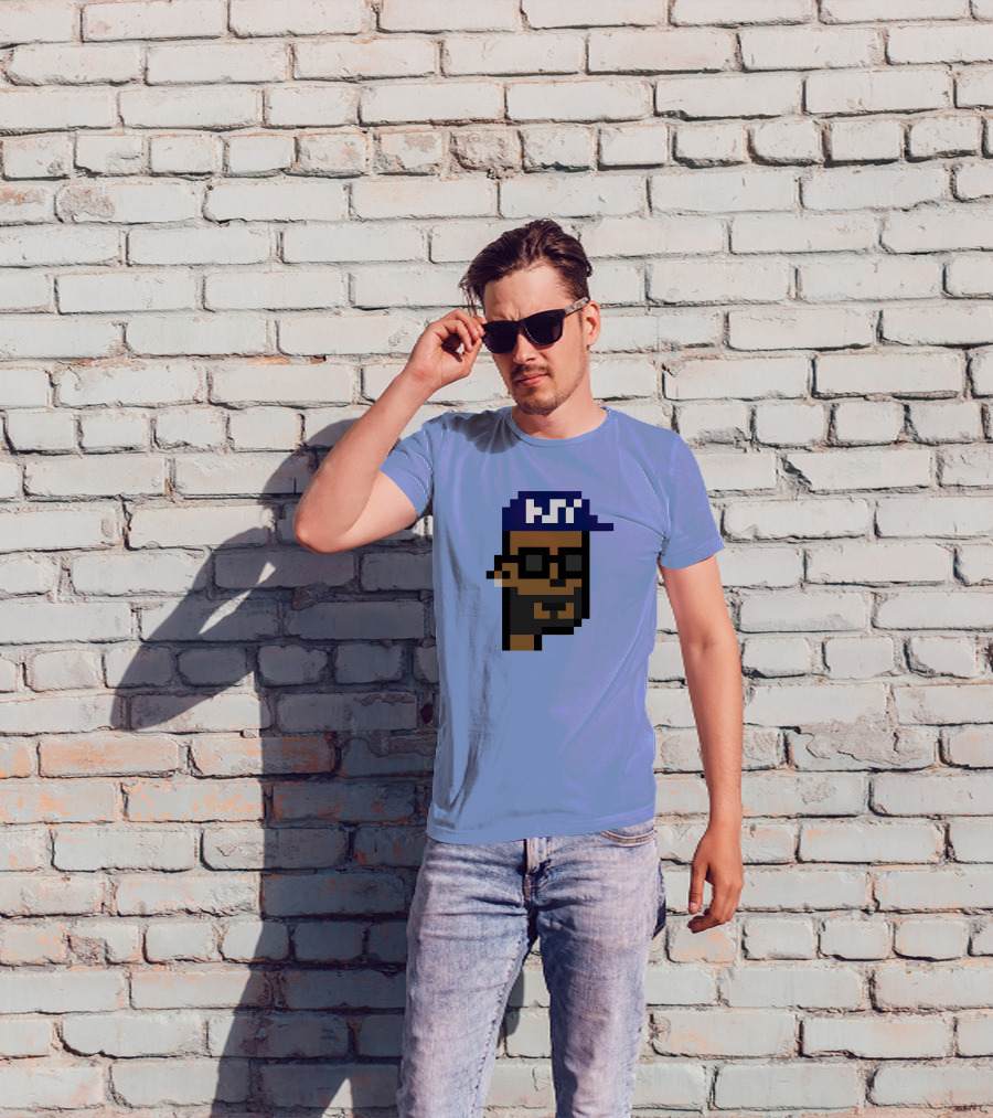 Open Sea Store Citipunk 0003 Julia NFT Pixel Art Character With Blue Cap And Glasses T-Shirt