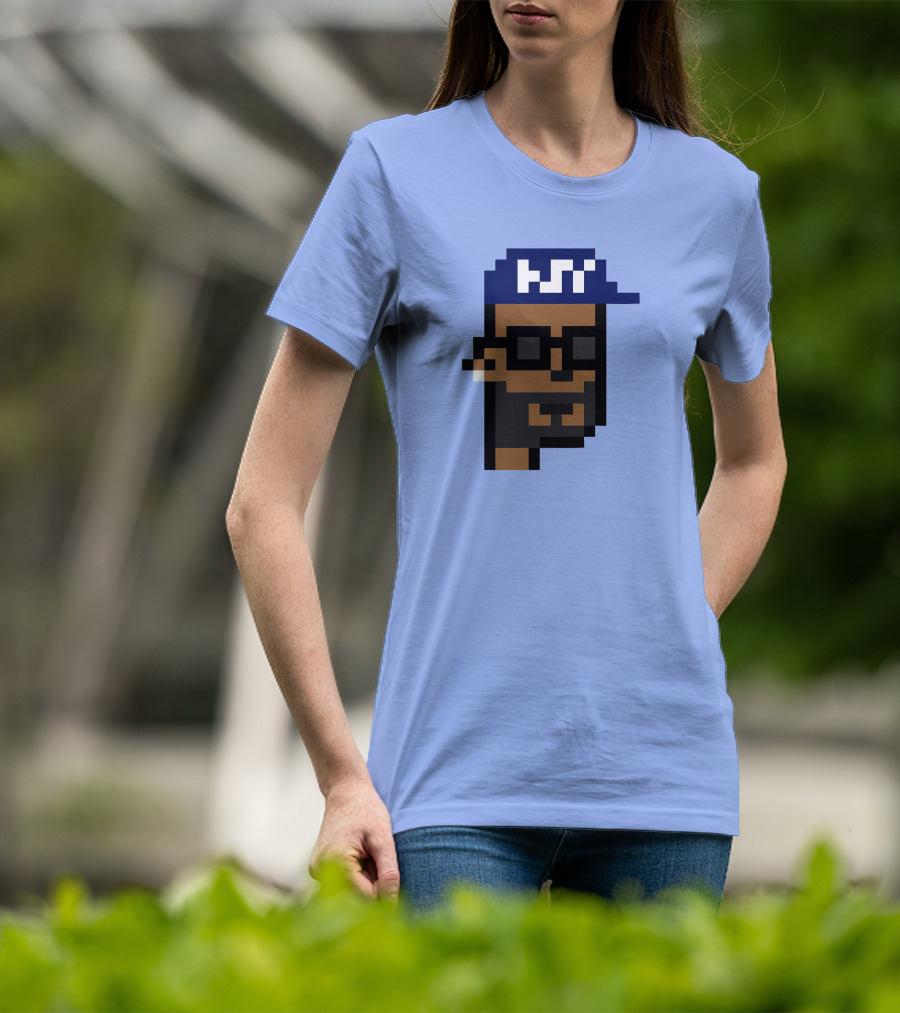 Open Sea Store Citipunk 0003 Julia NFT Pixel Art Character With Blue Cap And Glasses T-Shirt