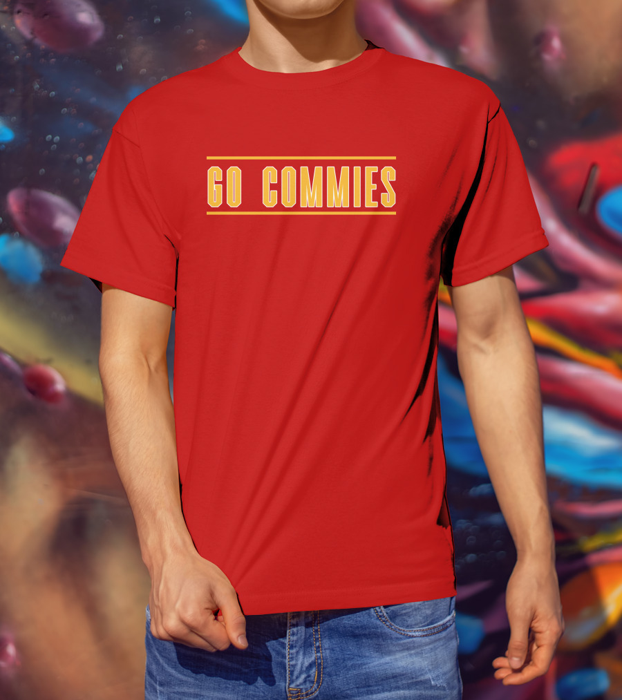 Go Commies Yellow Text On Red T-Shirt