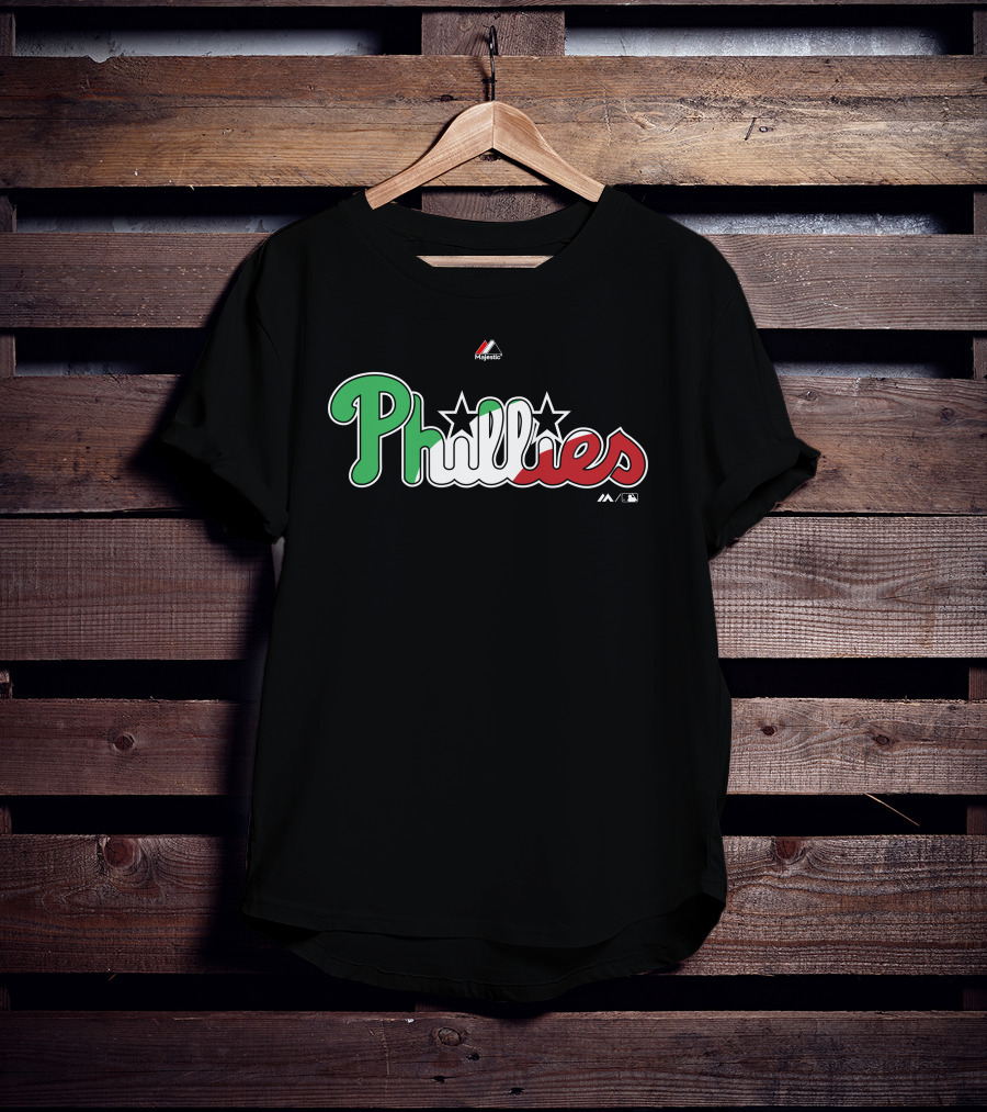 Philadelphia Phillies Majestic Phillies Green Red Black White Star T-Shirt