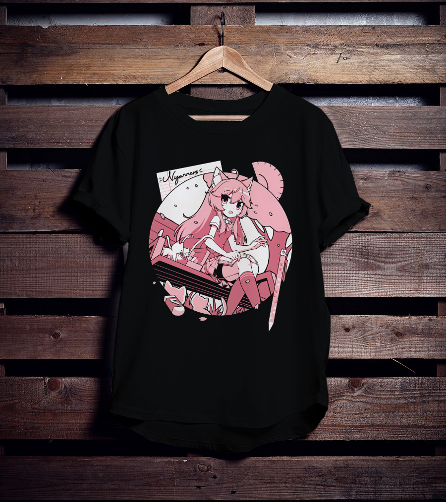 Nyanners VShojo High School Anime Style Desk Scene T-Shirt