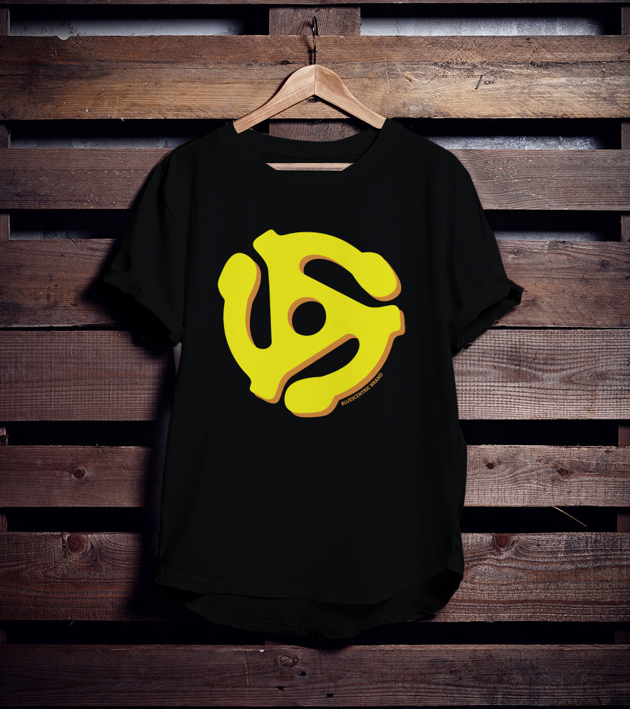 Bluescentric Brand Yellow 45 RPM Vinyl Record Adapter T-Shirt