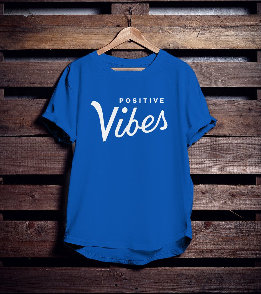 Olympiasports Positive Vibes Michael Schwab Blue Typography T-Shirt