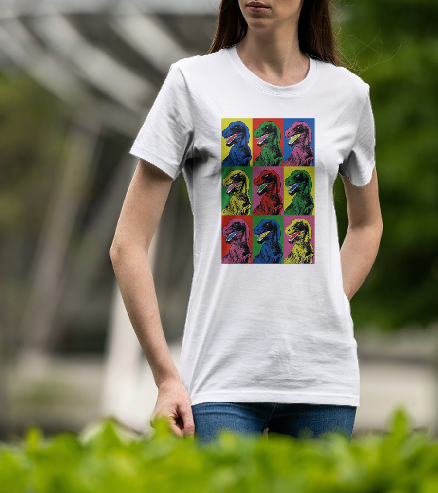 Steven Spielberg Jurassic Park Dinosaur Pop Art Universalpics Andy Warhol T-Shirt