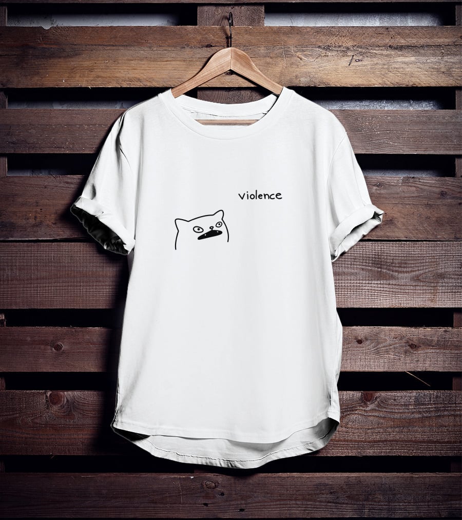 Portlandsbatman Poorlycatdraw Violence Cat T-Shirt