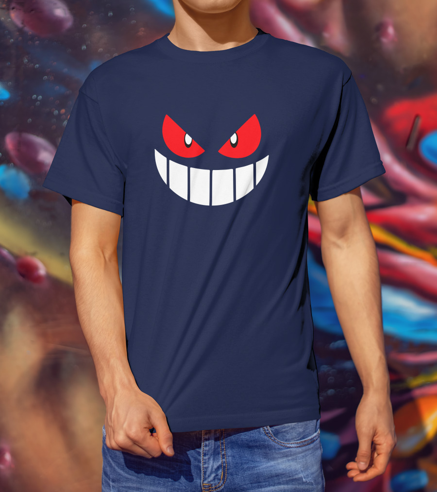 Gengar Pokemon Eyes Grinning Face Red Eyes White Teeth T-Shirt