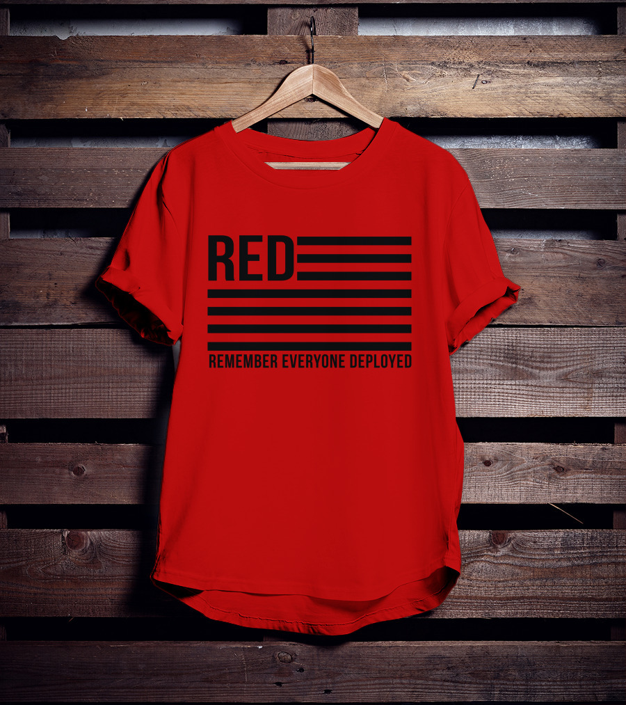 Karma Girl RED Remember Everyone Deployed USA Flag T-Shirt