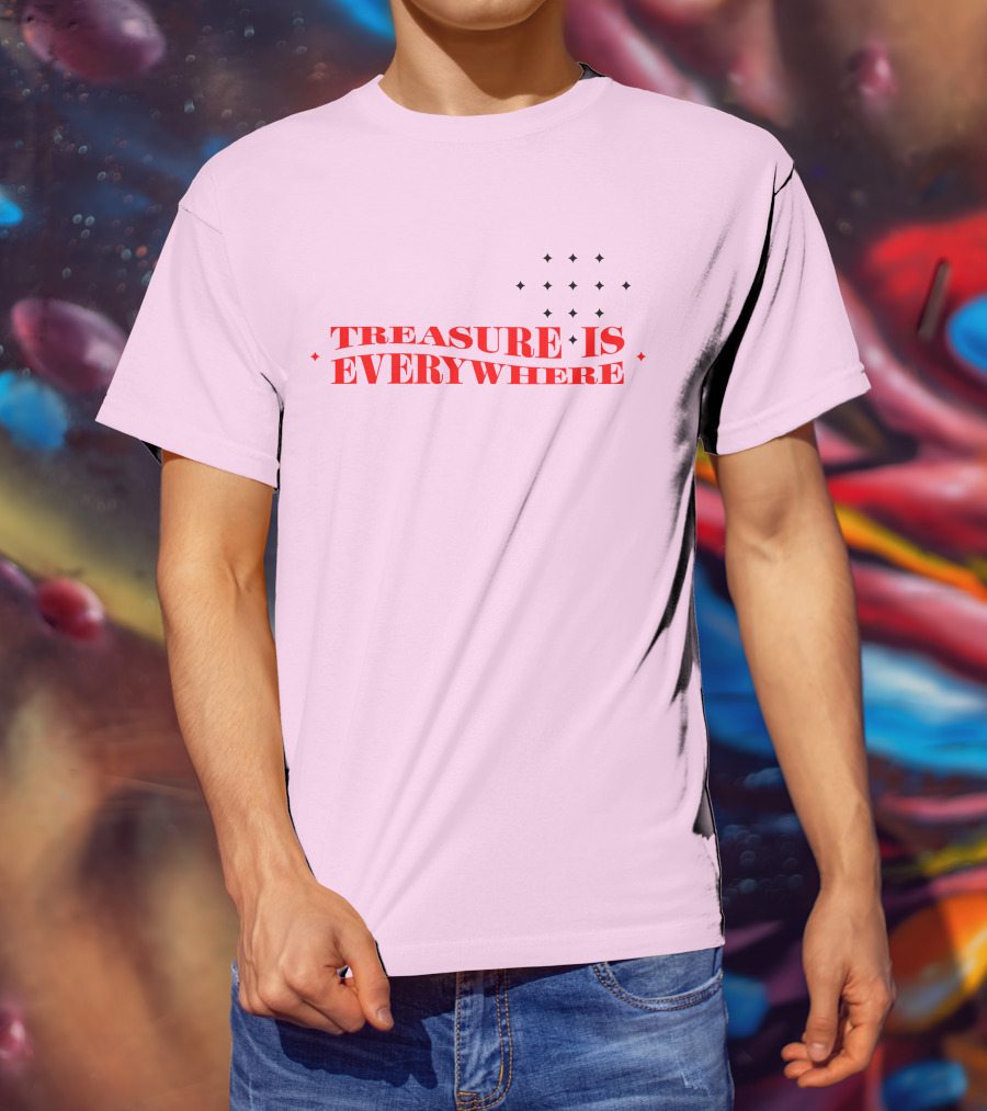 Junkyu Treasure Is Everywhere Pink And Red Text With Stars T-Shirt