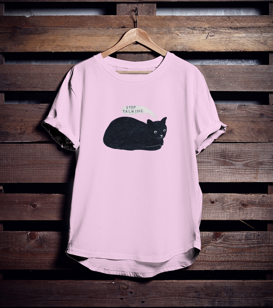 Randall Mann Stop Talking Cat Black Cat T-Shirt
