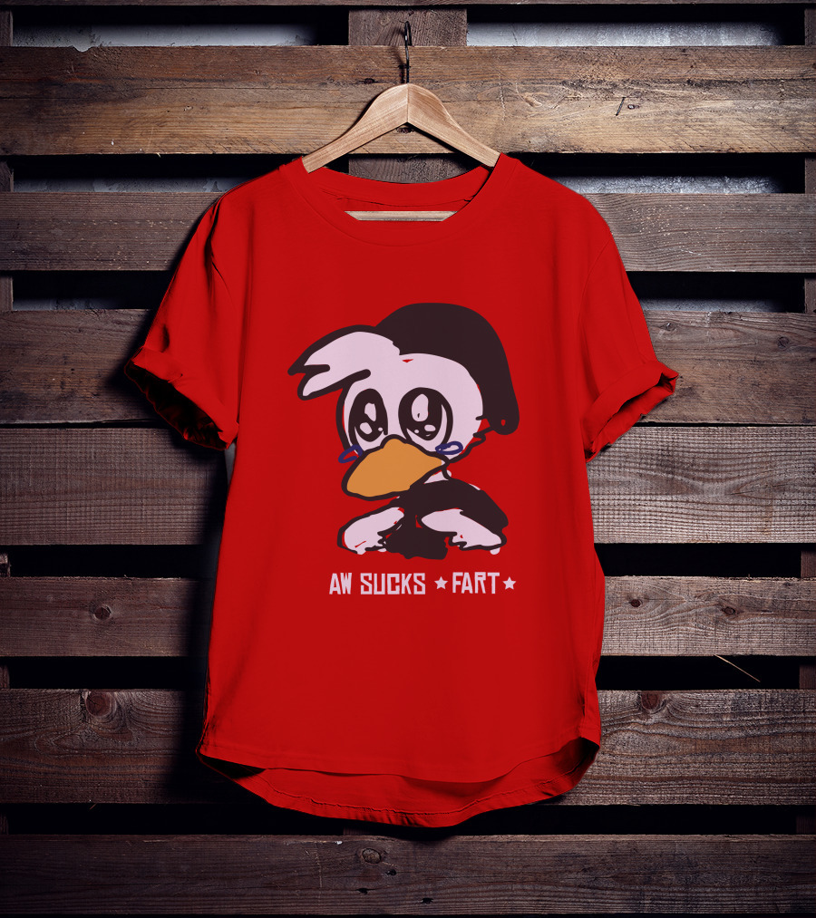 Aw Sucks Fart Crying Duck Cartoon T-Shirt