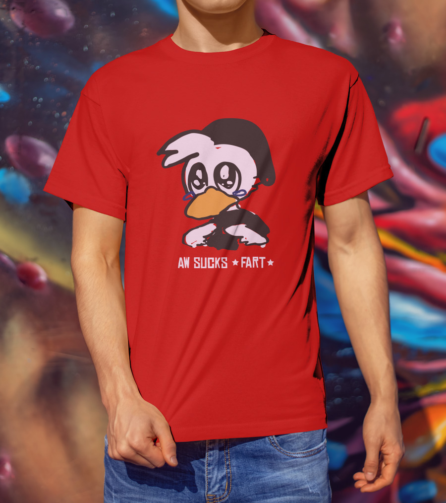 Aw Sucks Fart Crying Duck Cartoon T-Shirt