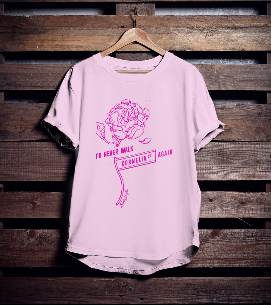 Taylor Swift Cornelia St I'd Never Walk Again Rose Drawing T-Shirt