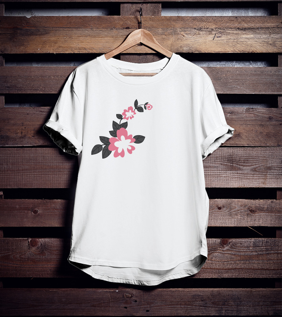 Jonaabug Marinette Pink And Black Flower T-Shirt
