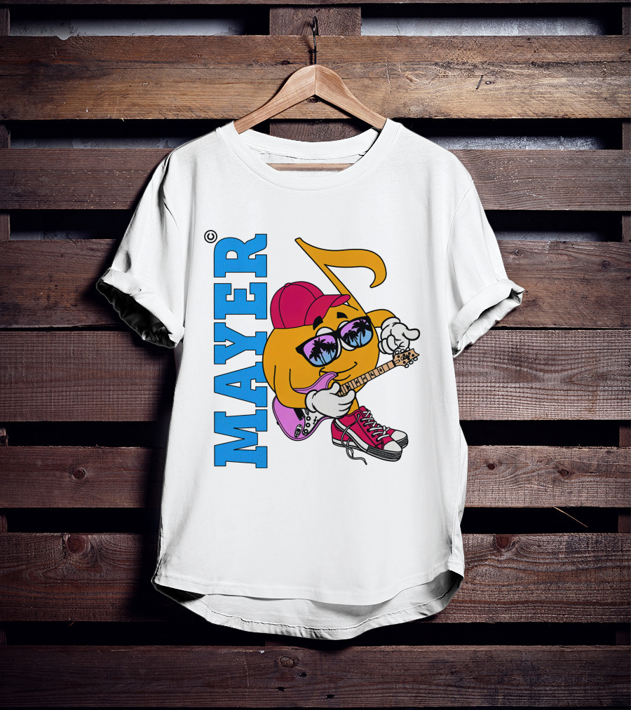 Mayer Sob Rock Merch Music Note Character With Guitar And Sunglasses T-Shirt