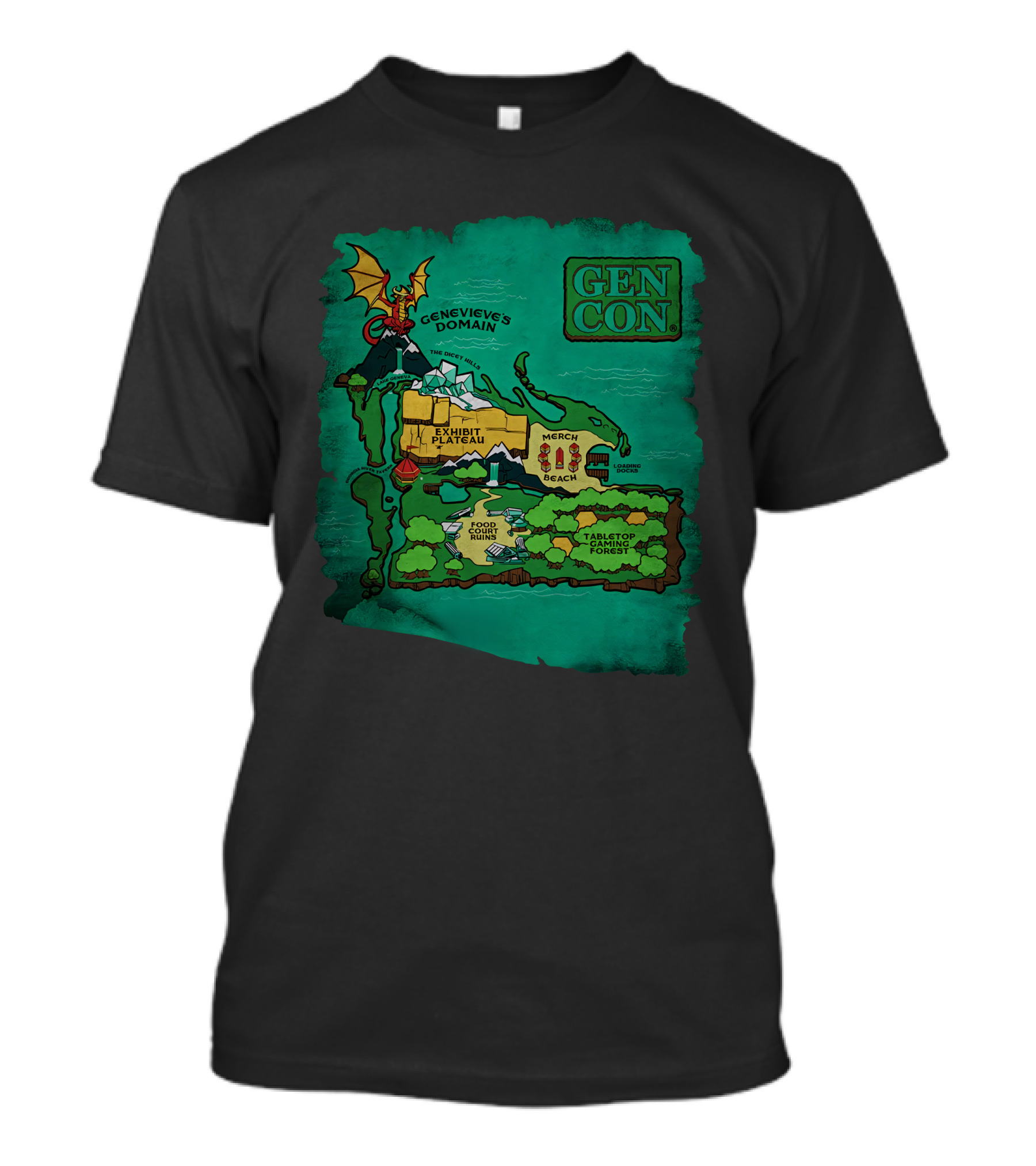 Gen Con Island Map Genevieve's Domain Exhibit Plateau Tabletop Forest T-Shirt