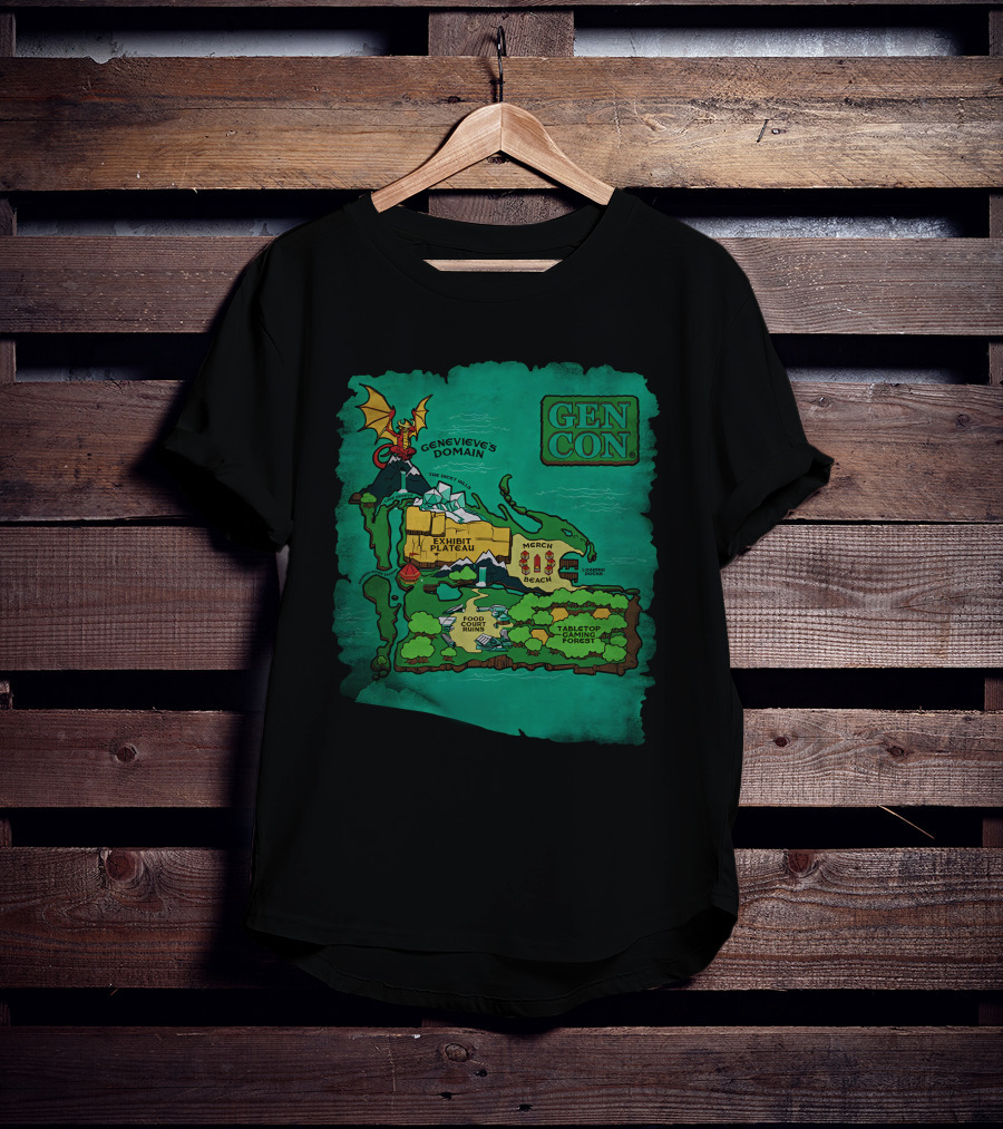 Gen Con Island Map Genevieve's Domain Exhibit Plateau Tabletop Forest T-Shirt