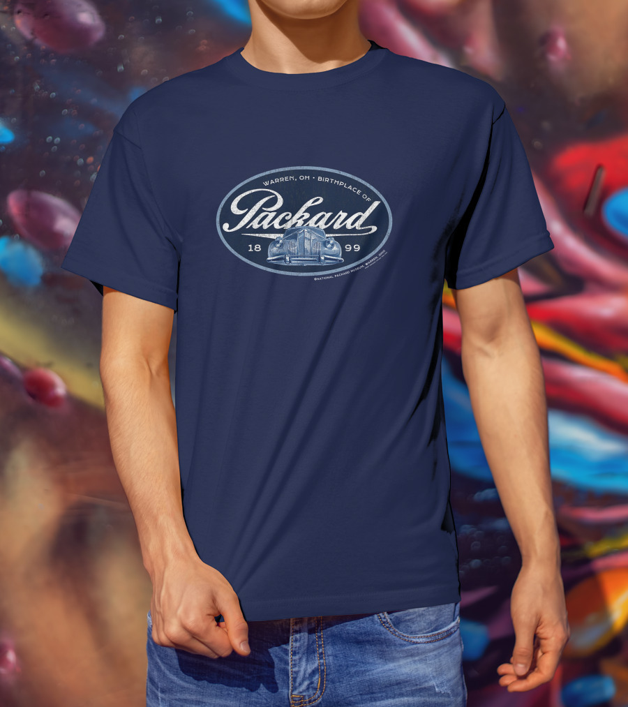 Warren OH Birthplace Of Packard 1899 Vintage Car Grill Navy Tonal T-Shirt