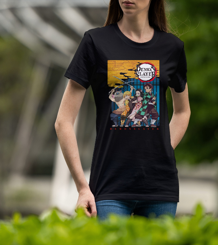 Demon Slayer Kimetsu No Yaiba Tanjiro Nezuko Zenitsu Inosuke Visual T-Shirt