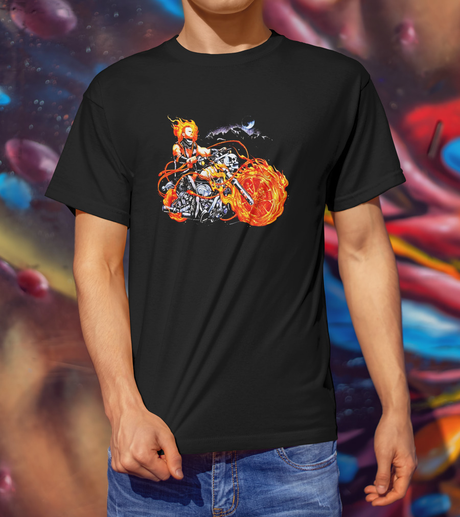 Hangman Adam Page Ghost Rider Flaming Motorcycle Mattmac1012 T-Shirt