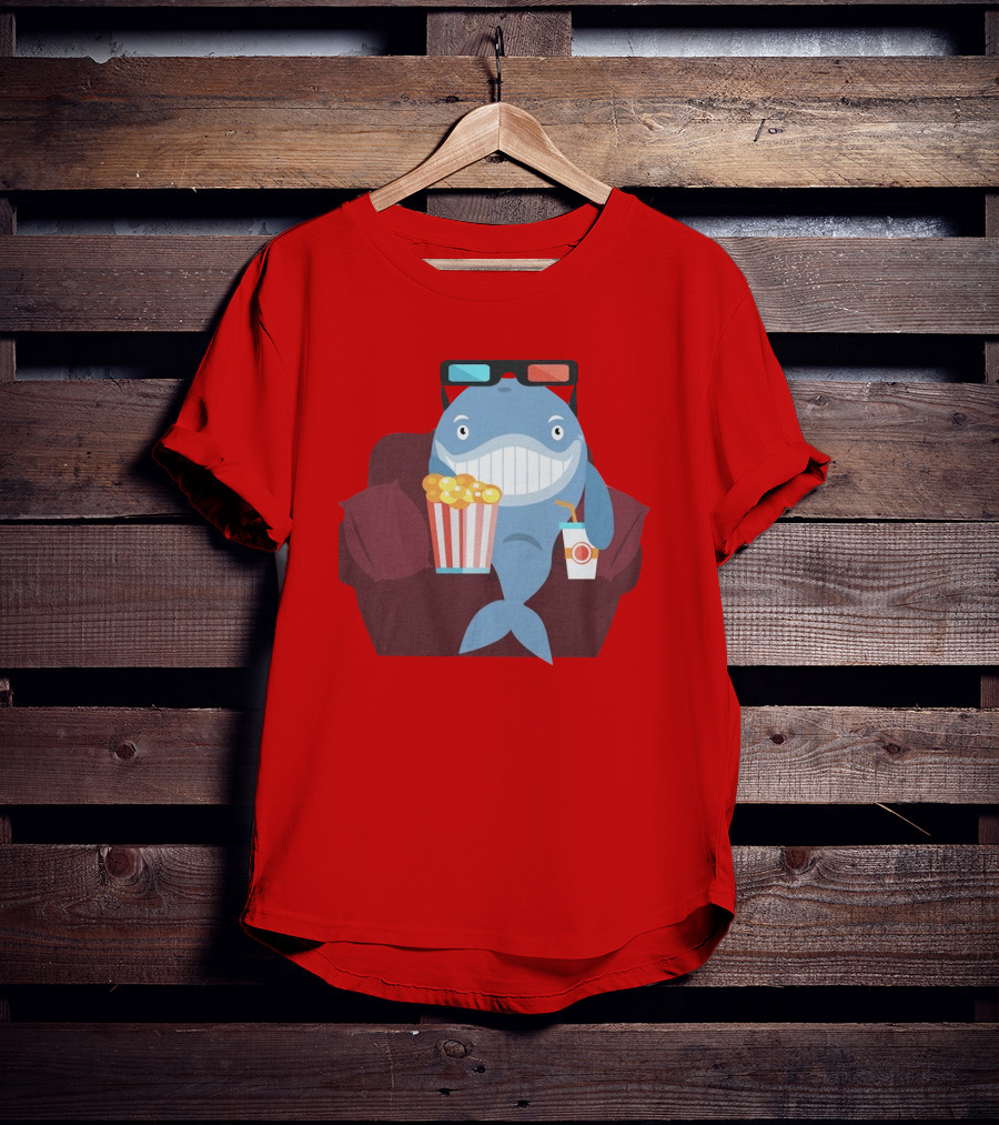 Pete G Whales Popcorn 3D Glasses Cinema T-Shirt