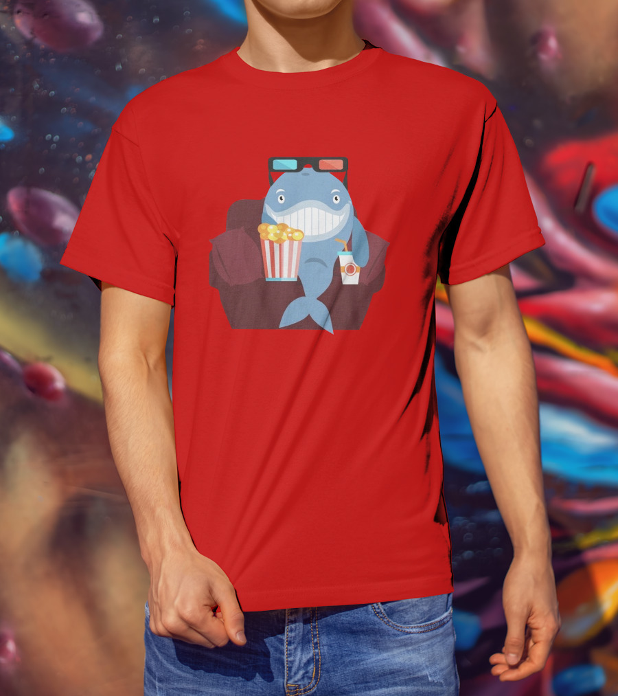 Pete G Whales Popcorn 3D Glasses Cinema T-Shirt