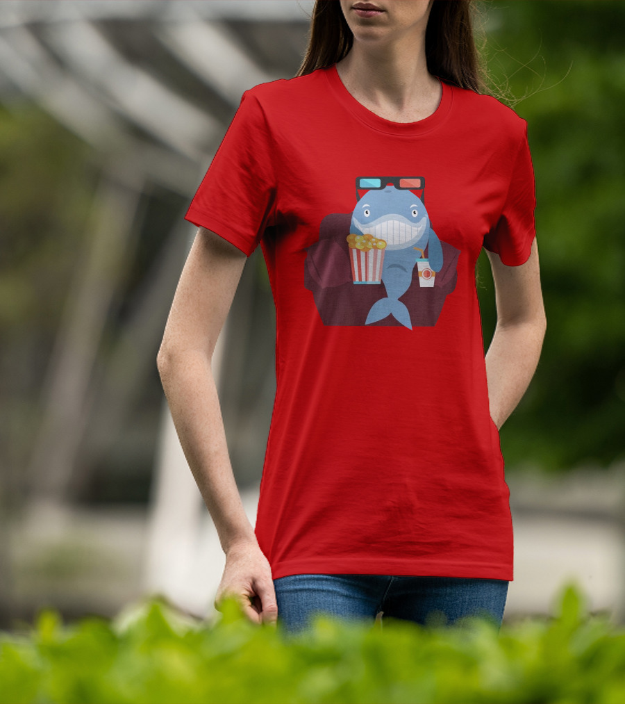 Pete G Whales Popcorn 3D Glasses Cinema T-Shirt