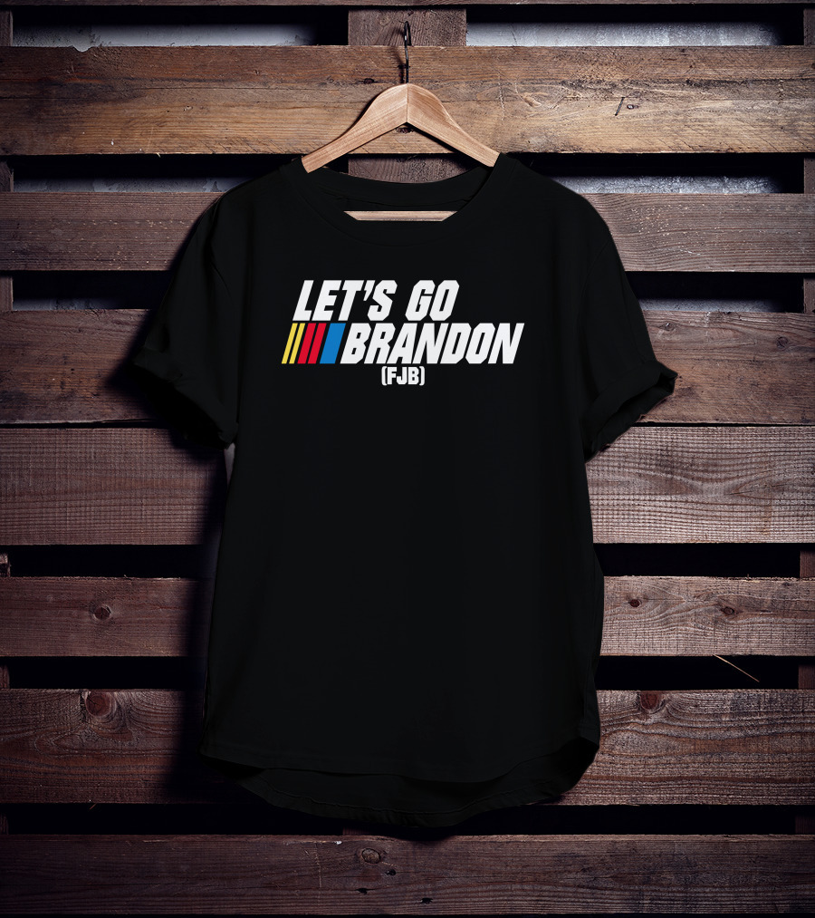 Hodgetwins Store Let's Go Brandon FJB Racing Stripes T-Shirt