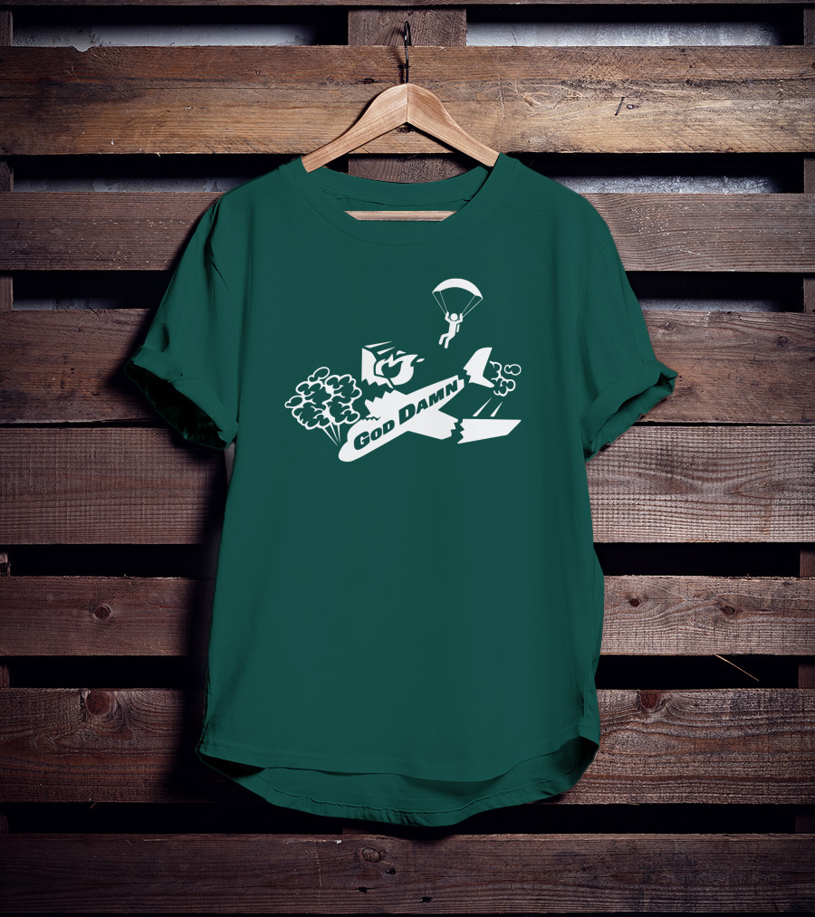 God Damn 3.0 Airplane Parachute Text Kfc T-Shirt