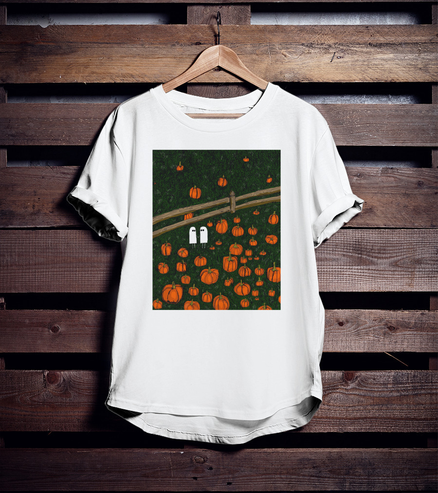Nadiatheartist Shop Date Night Ghosts In Pumpkin Patch T-Shirt