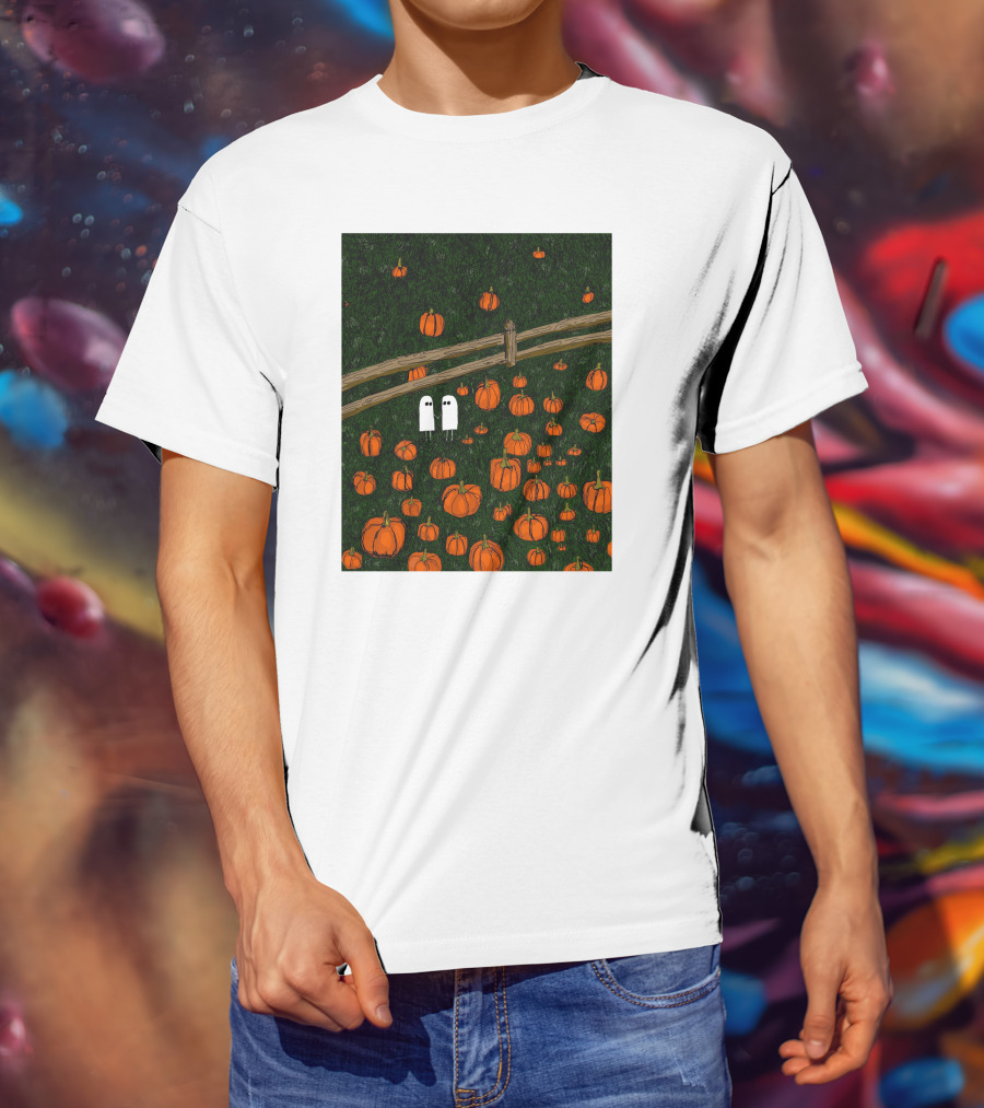 Nadiatheartist Shop Date Night Ghosts In Pumpkin Patch T-Shirt