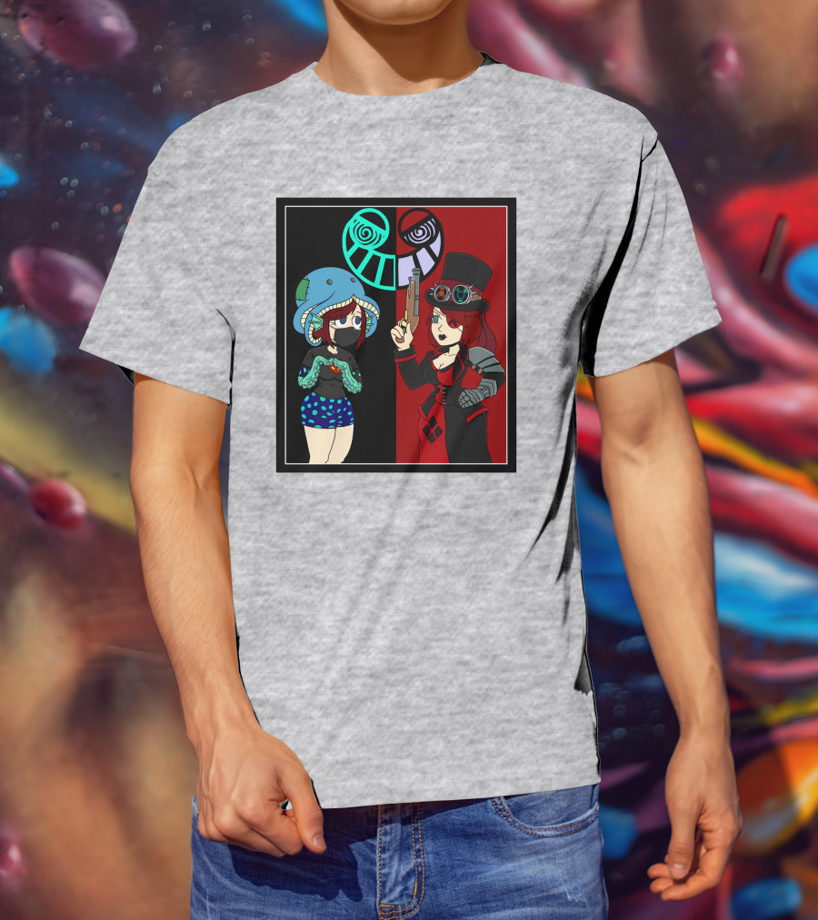 Frenemies Forever Threadless Blowing Off Steam Misssteam Steampunk And Aquatic Duel T-Shirt