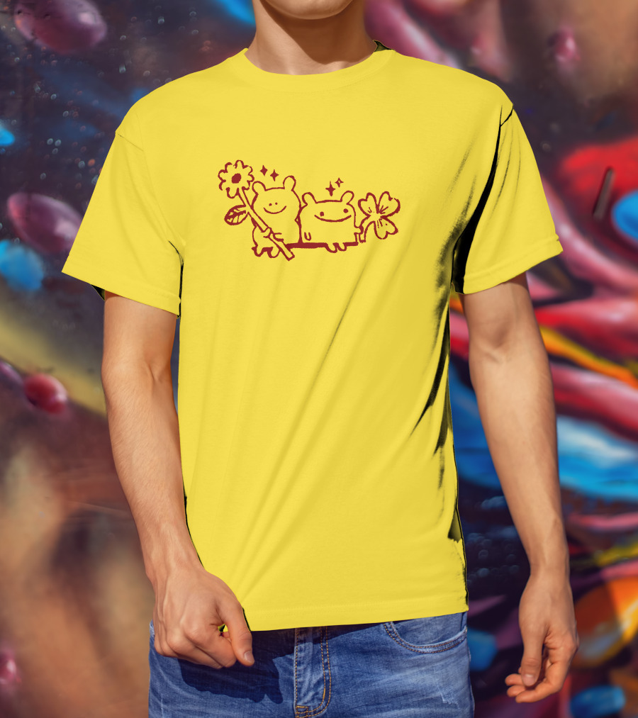 Megan Rose Ruiz Bear Friends Meg Zavala Cute Smiling Flower Duo T-Shirt