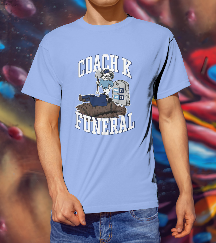 Big Cat Coach K Funeral Digging Cartoon Shovel Logo Dave Portnoy T-Shirt