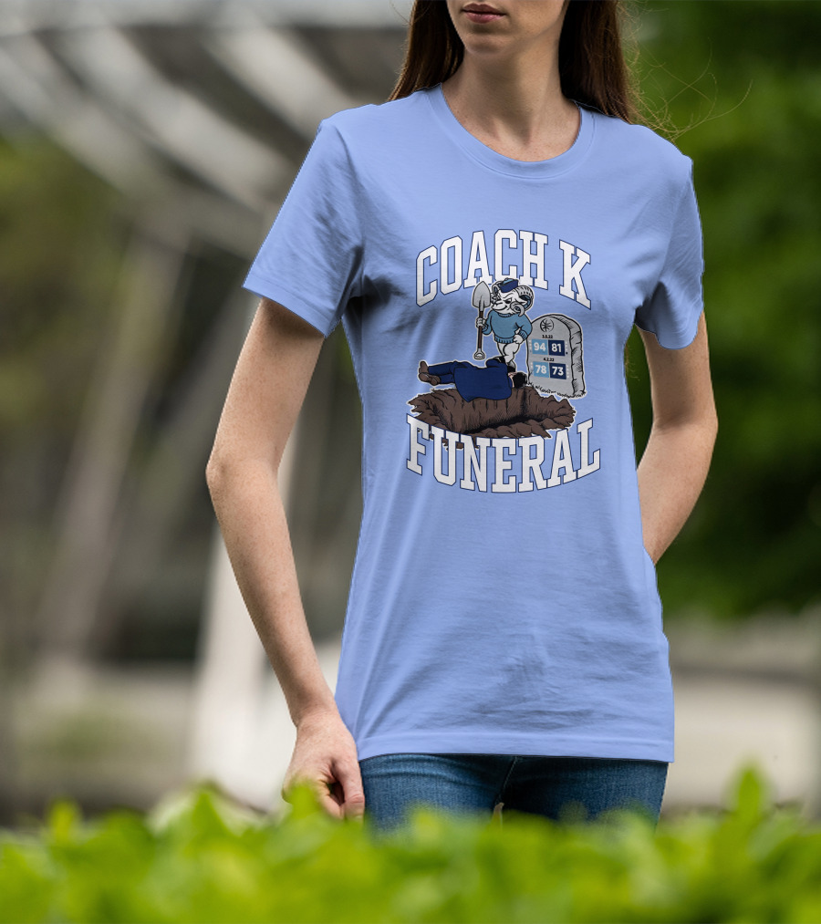 Big Cat Coach K Funeral Digging Cartoon Shovel Logo Dave Portnoy T-Shirt