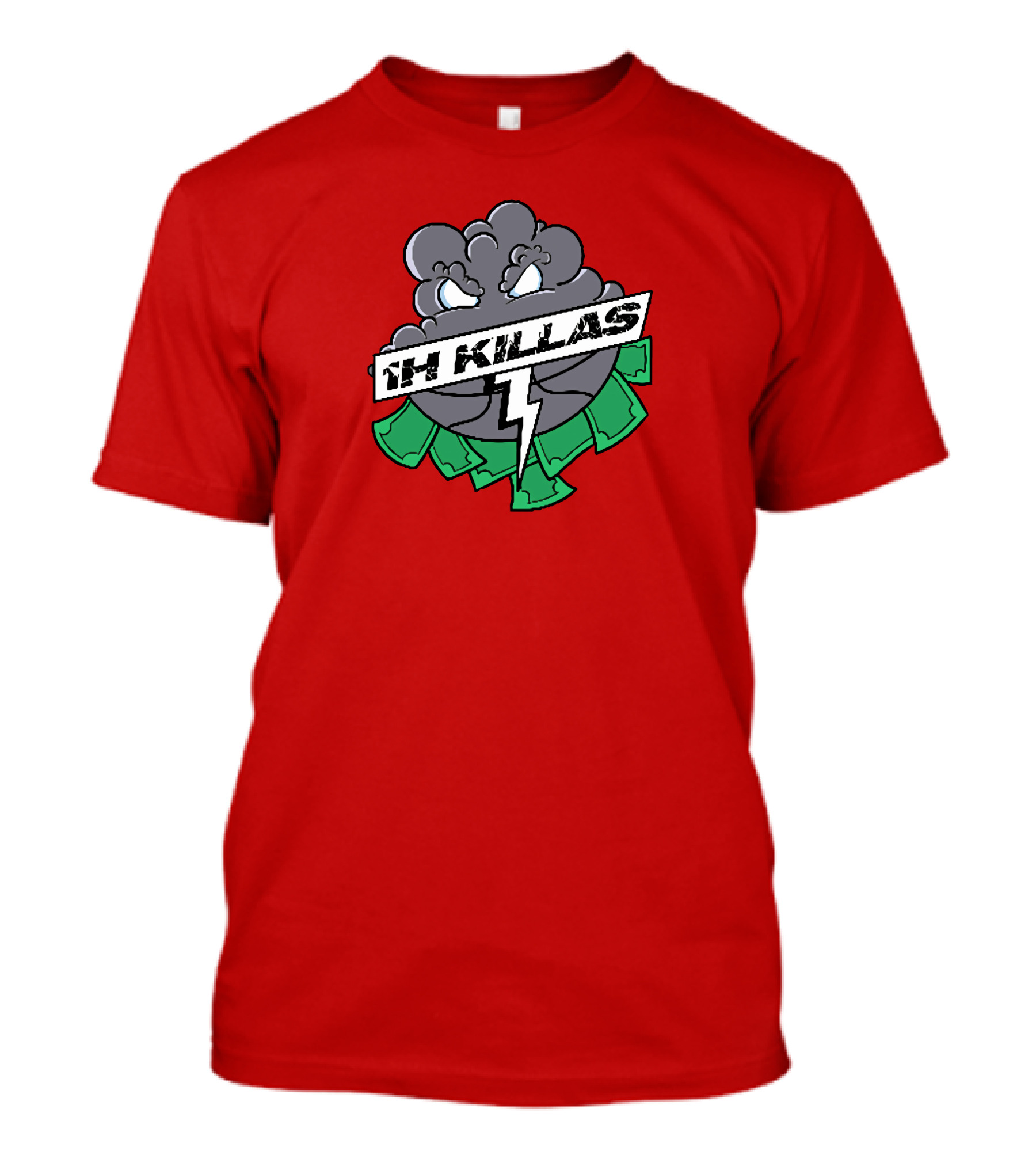 1H Killas Angry Cloud With Lightning And Money T-Shirt