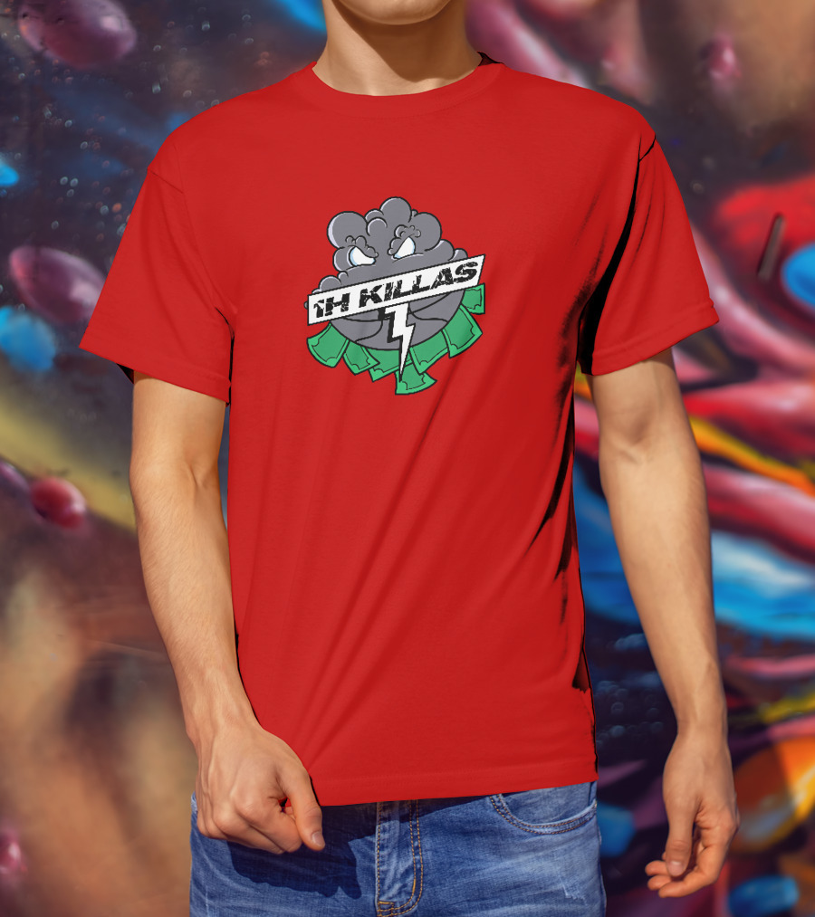 1H Killas Angry Cloud With Lightning And Money T-Shirt