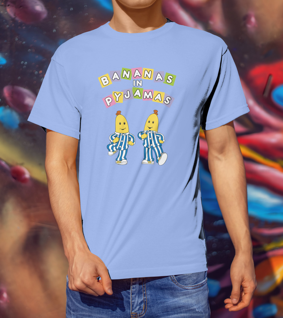 Bananas In Pyjamas Cartoon Characters In Blue And White Striped Outfits T-Shirt