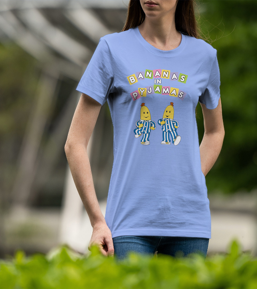 Bananas In Pyjamas Cartoon Characters In Blue And White Striped Outfits T-Shirt