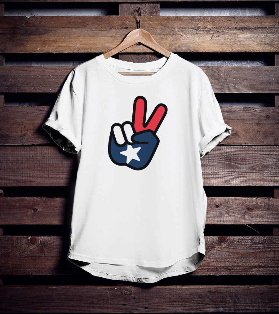 Peace Sign American Flag Star Gesture T-Shirt