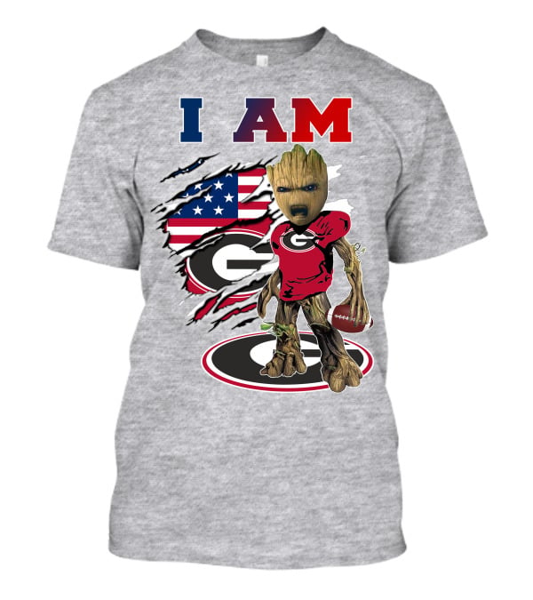 I Am Groot Bulldogs Georgia Football American Flag T-Shirt