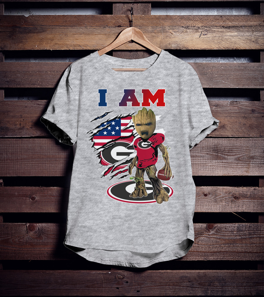 I Am Groot Bulldogs Georgia Football American Flag T-Shirt
