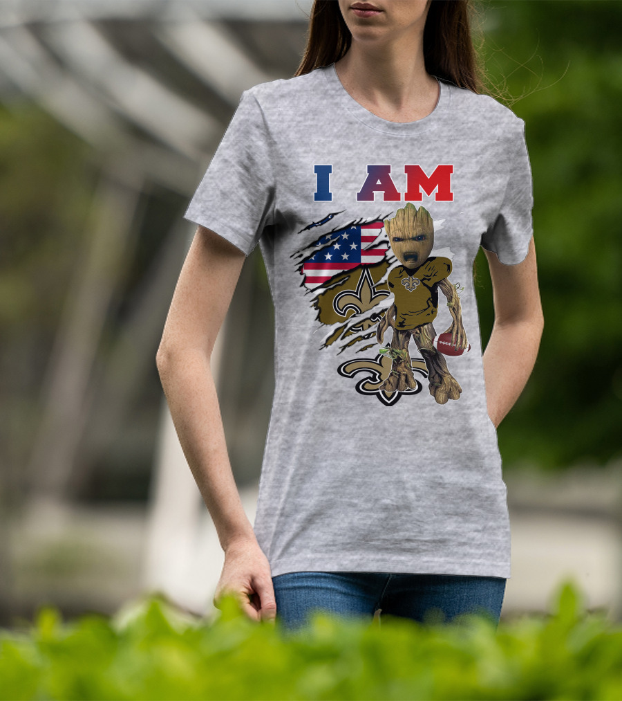I Am Baby Groot Saints Football Team Spirit T-Shirt