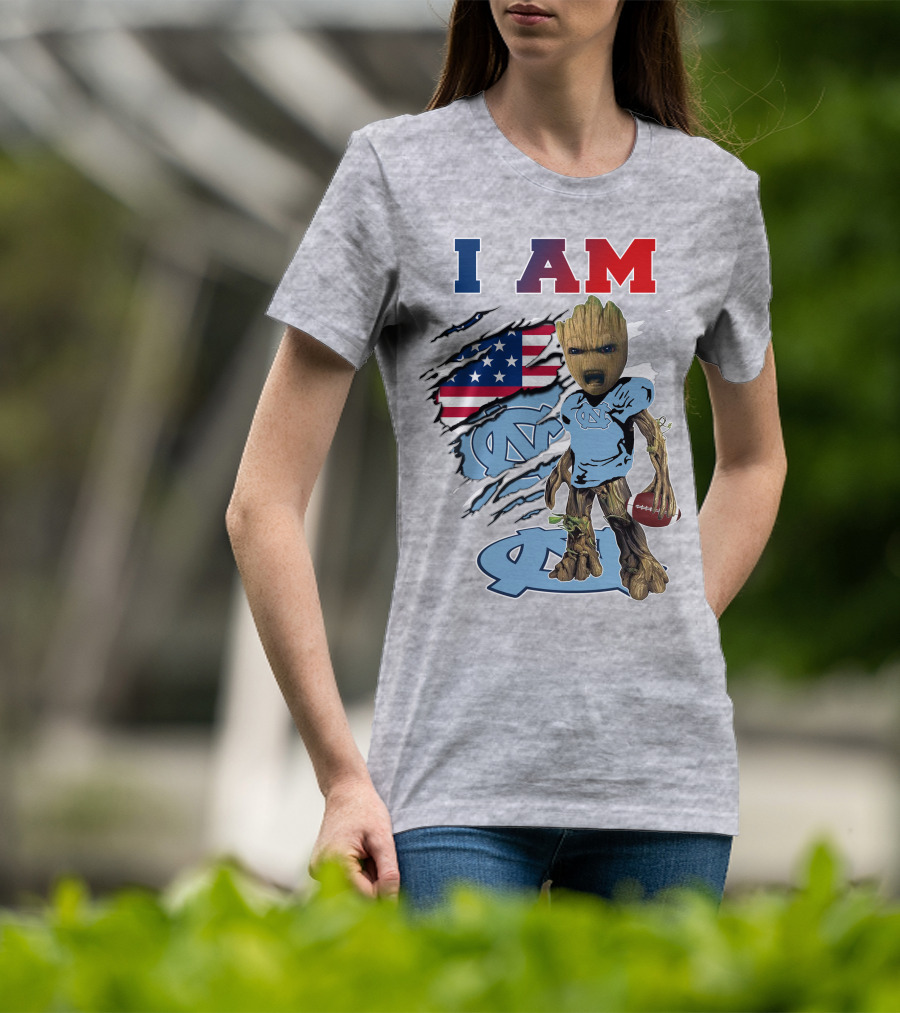 I Am Groot North Carolina Tar Heels Football USA Flag T-Shirt