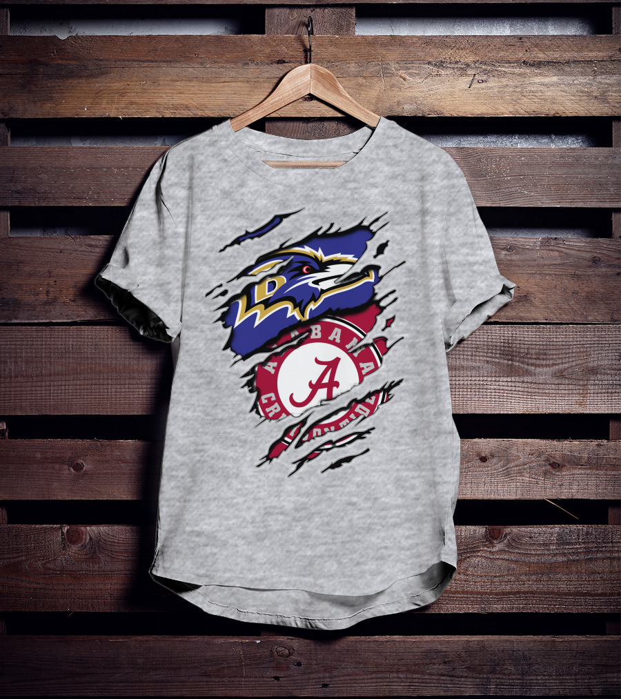 Baltimore Ravens Alabama Crimson Tide Logo Mashup T-Shirt